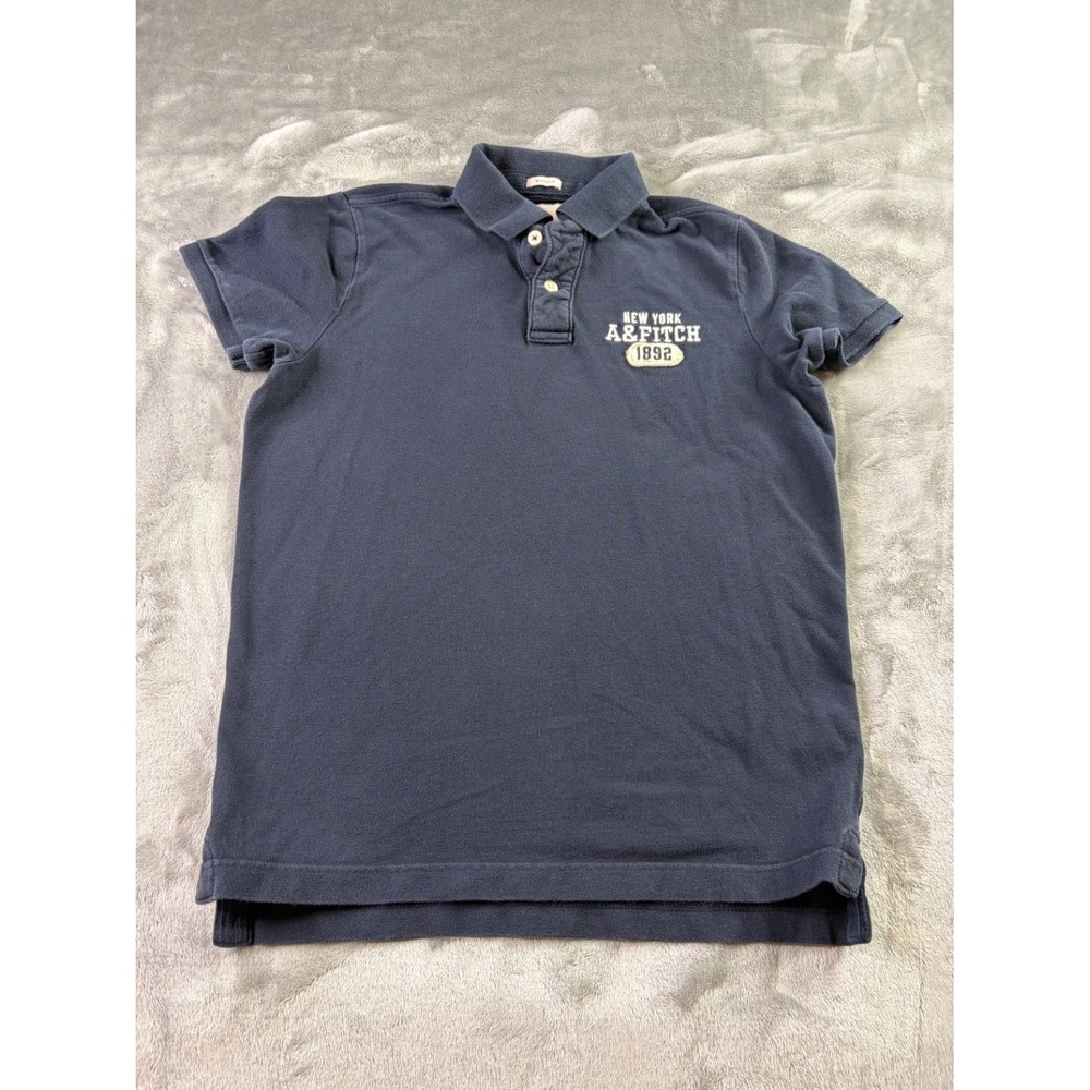 Abercrombie & Fitch Polo 2000s Mens XXL Blue Short Sleeve Embroidered Logo Y2K
